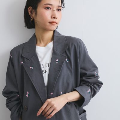 ツイルフラワー刺繍ジャケット≪手洗い可能≫