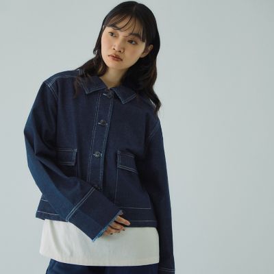 フラップポケットショートデニムブルゾン≪手洗い可能≫ | VICKY