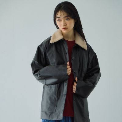 新品同様！ボアカラーブルゾン ボア襟付きフェイクムートン ミリタリーブルゾン/フライト