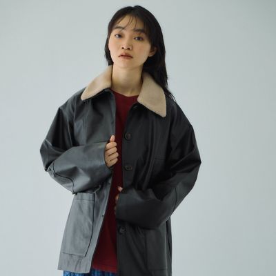HYKE フェイクレザーブルゾン FAUX-LEATHER JACKET-ファウレザージャケット-HYKE（ハイク