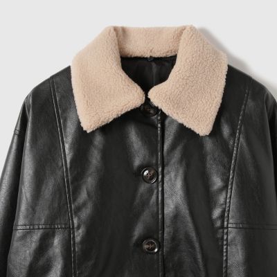 極美品✨大きいサイズ6✨ICB ボアレザージャケット フェイクレザー ブラック ボアカラーフェイクレザーブルゾン | VICKY（Women）/ビッキー | 三越