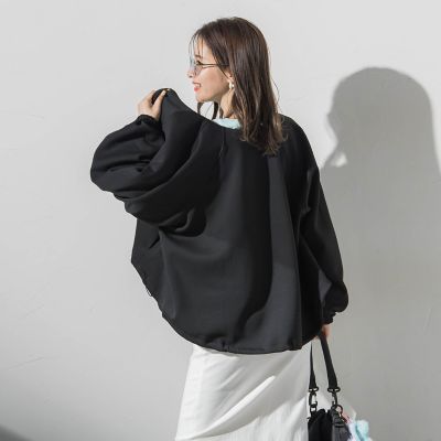 【春アウター】ダンボール袖ボリュームブルゾン《セットアップ対応／手洗い可能》