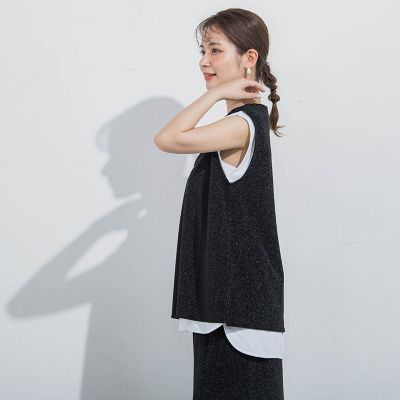 【セットアップ対応】ラメＶタンクトップ≪手洗い可能≫