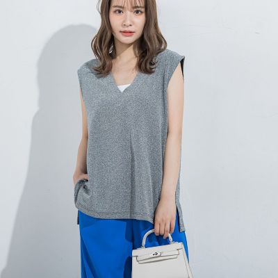 【セットアップ対応】ラメＶタンクトップ≪手洗い可能≫