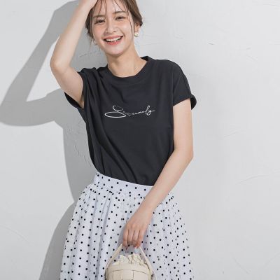 ＜VICKY（Women）＞【ロゴＴシャツ】フレンチスリーブＴシャツ≪洗濯機で洗える≫