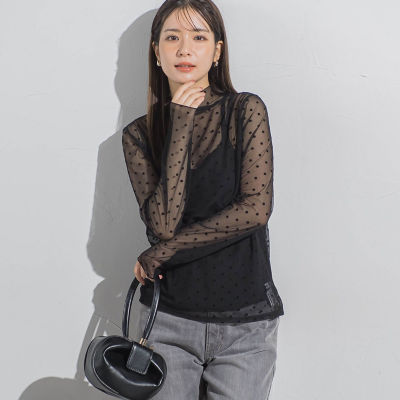 VICKY / ビッキー ドットフロッキーチュールモックネック≪手洗い可能≫ ドットフロッキーチュールモックネック≪手洗い可能≫ | VICKY