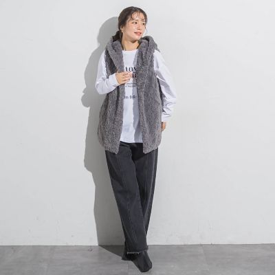 ロゴプリントオーバーサイズロンＴ≪洗濯機で洗える≫