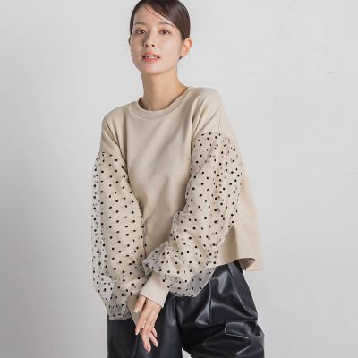 ＜VICKY（Women）＞ドットチュールドッキングトップス≪手洗い可能≫