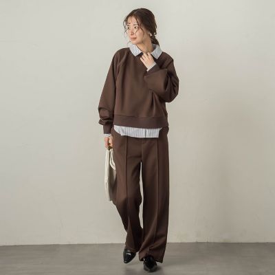 裏起毛ラグランプルオーバー≪セットアップ対応／手洗い可能≫