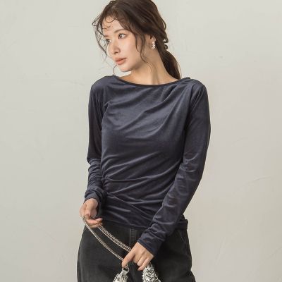 ニュアンスベロアアシメタックカットソー≪手洗い可能≫