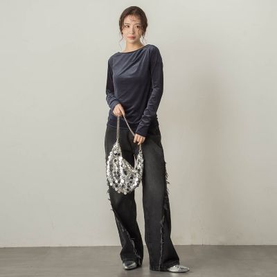 ニュアンスベロアアシメタックカットソー≪手洗い可能≫