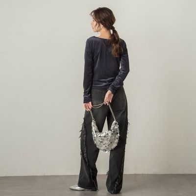 ニュアンスベロアアシメタックカットソー≪手洗い可能≫