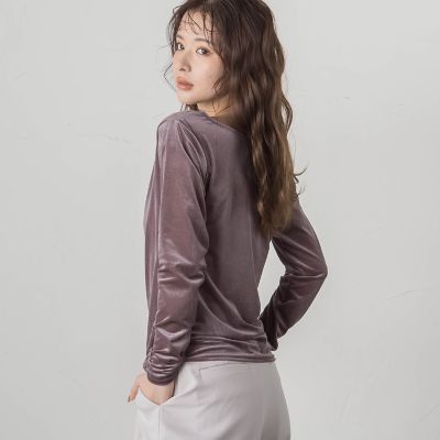 ニュアンスベロアアシメタックカットソー≪手洗い可能≫