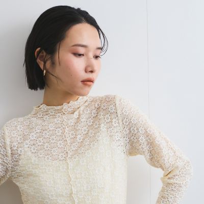 VICKY（Women）/ビッキー 花柄ジャガードレーストップス≪手洗い可能≫