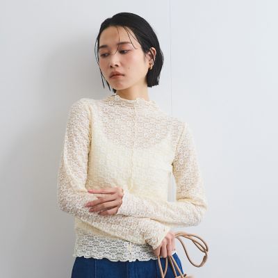 花柄ジャガードレーストップス≪手洗い可能≫ | VICKY (Women