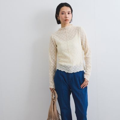 花柄ジャガードレーストップス≪手洗い可能≫ | VICKY (Women