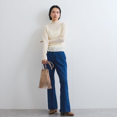 花柄ジャガードレーストップス≪手洗い可能≫ | VICKY (Women