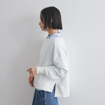 ボートネック裏毛スリットプルオーバー≪手洗い可能≫
