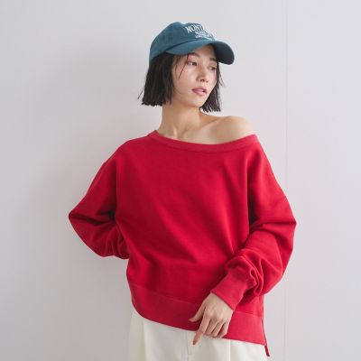 VICKY（Women）/ビッキー ボートネック裏毛スリットプルオーバー≪手洗い可能≫