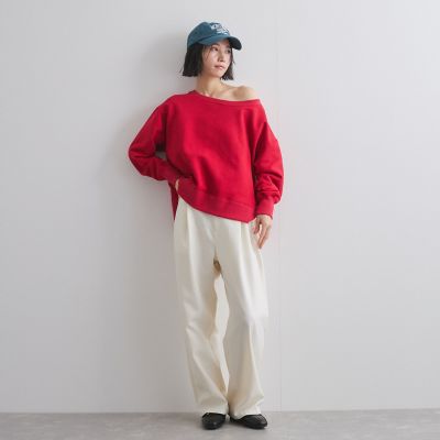 ボートネック裏毛スリットプルオーバー≪手洗い可能≫