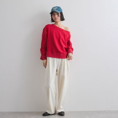 ボートネック裏毛スリットプルオーバー≪手洗い可能≫