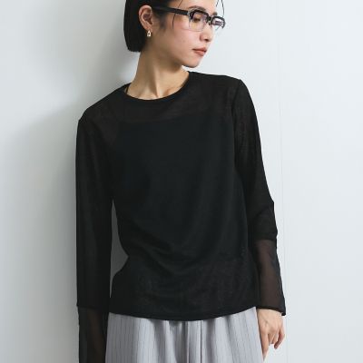袖シアーカットソートップス≪手洗い可能≫