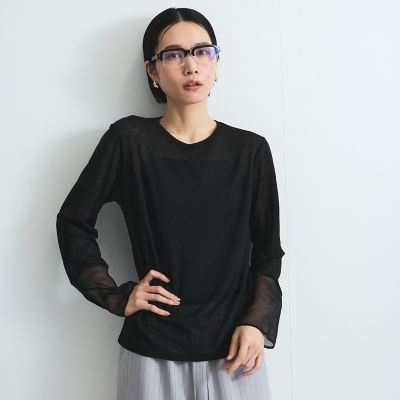 袖シアーカットソートップス≪手洗い可能≫
