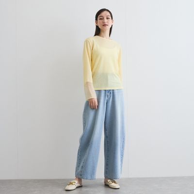 袖シアーカットソートップス≪手洗い可能≫