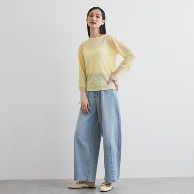 袖シアーカットソートップス≪手洗い可能≫