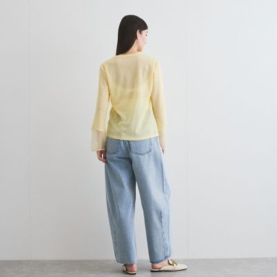 袖シアーカットソートップス≪手洗い可能≫