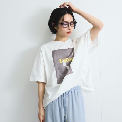配色フォトプリントＴシャツ≪手洗い可能≫