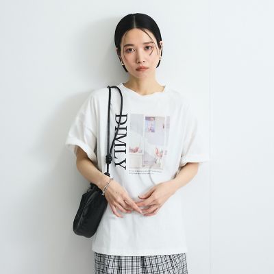 配色フォトプリントＴシャツ≪手洗い可能≫