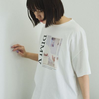 配色フォトプリントＴシャツ≪手洗い可能≫