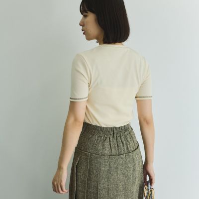 カットリブハイショクステッチＴシャツ≪手洗い可能≫
