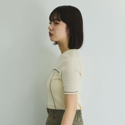 カットリブハイショクステッチＴシャツ≪手洗い可能≫
