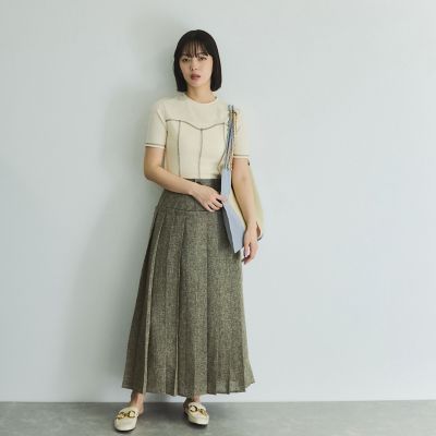 カットリブハイショクステッチＴシャツ≪手洗い可能≫
