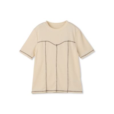 カットリブハイショクステッチＴシャツ≪手洗い可能≫