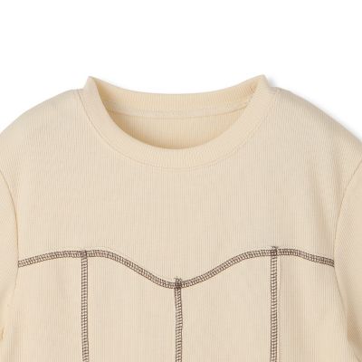 カットリブハイショクステッチＴシャツ≪手洗い可能≫