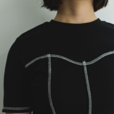 カットリブハイショクステッチＴシャツ≪手洗い可能≫