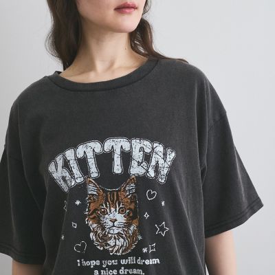 ＜VICKY（Women）＞ヴィンテージ加工プリントＴシャツ≪洗濯機で洗える≫
