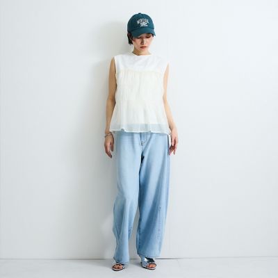 オーガンジービスチェドッキングトップス≪手洗い可能≫