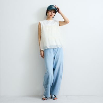 オーガンジービスチェドッキングトップス≪手洗い可能≫