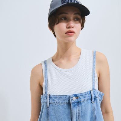＜VICKY（Women）＞カップ付きラメボーダータンクトップ≪手洗い可能≫