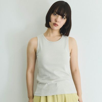カップ付きラメボーダータンクトップ≪手洗い可能≫