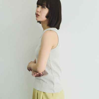 カップ付きラメボーダータンクトップ≪手洗い可能≫