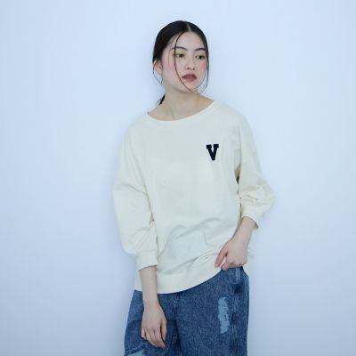 ＜VICKY（Women）＞【大人の抜け感】ワッペンマルチネックスウェット