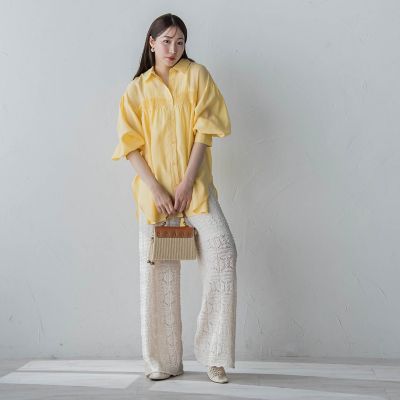 【セットアップ対応】かぎ針ニットパンツ≪手洗い可能≫