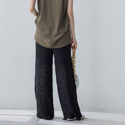 【セットアップ対応】かぎ針ニットパンツ≪手洗い可能≫