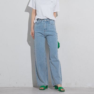 韓国で大人気】ラインストーンデニムパンツ≪洗濯機で洗える≫ | VICKY