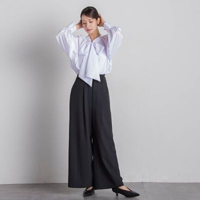 【セットアップ対応】ストライプワイドパンツ≪手洗い可能≫